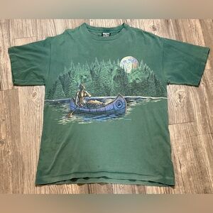 vintage 90s Habitat XCII Native American chief canoeing single-stitch Sz L